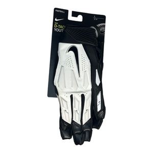 Nike D-Tack 6.0 Football Padded Linesman Gloves White Black Youth Size Large